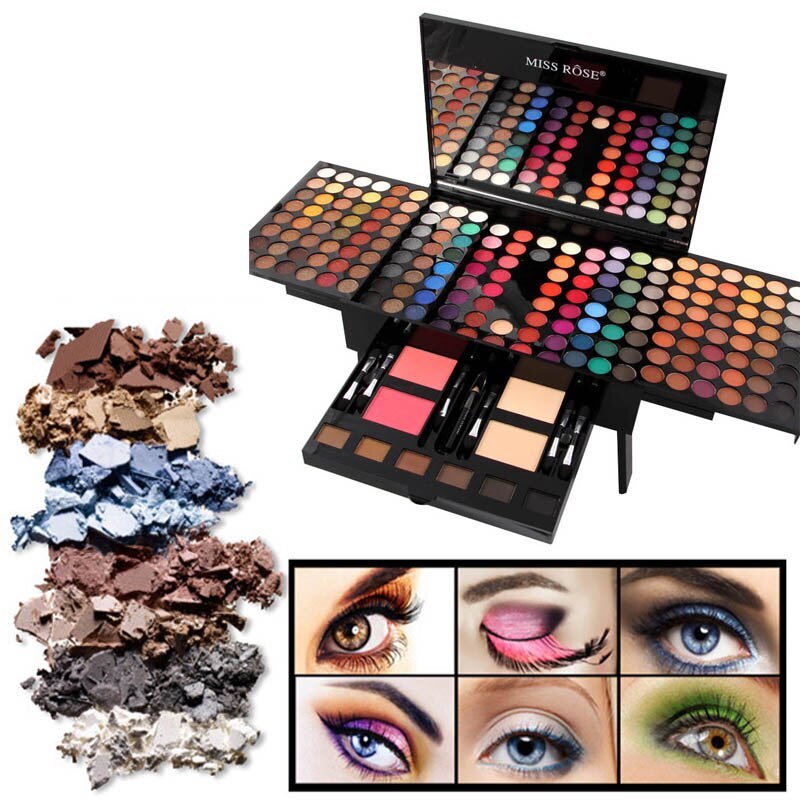 Pro Makeup Palette 180 Vibrant Eyeshadow & Blush Colors in Travel Box