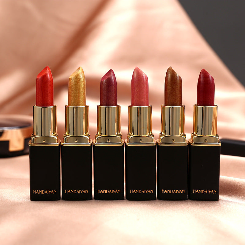 Shiny Metallic Color Changing Lipstick is Pearlescent & Temperature Reactive Gilt Glow