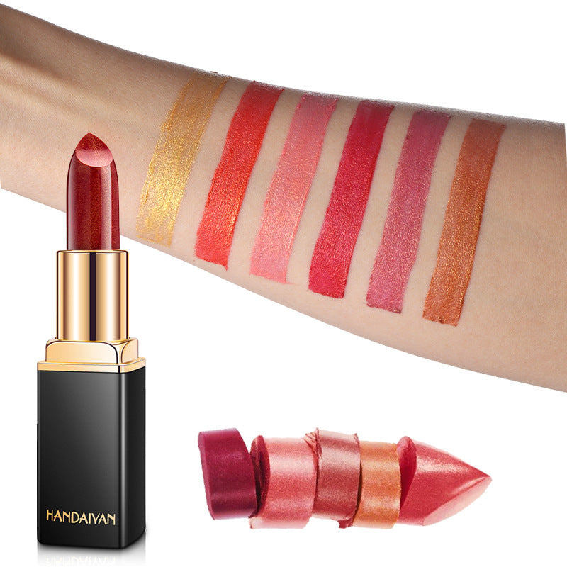 Shiny Metallic Color Changing Lipstick is Pearlescent & Temperature Reactive Gilt Glow
