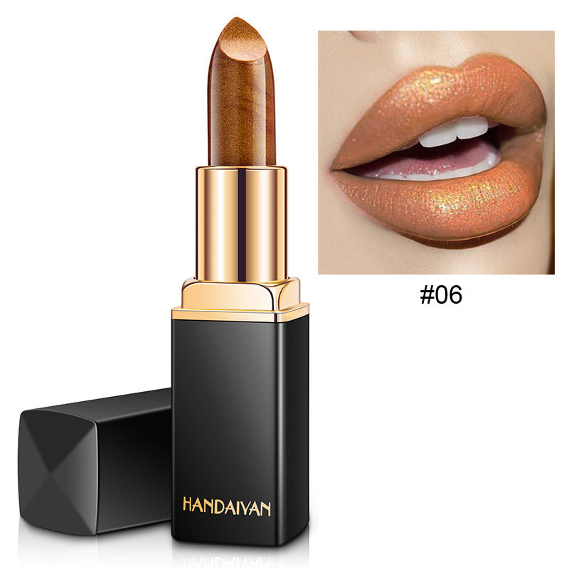 Shiny Metallic Color Changing Lipstick is Pearlescent & Temperature Reactive Gilt Glow