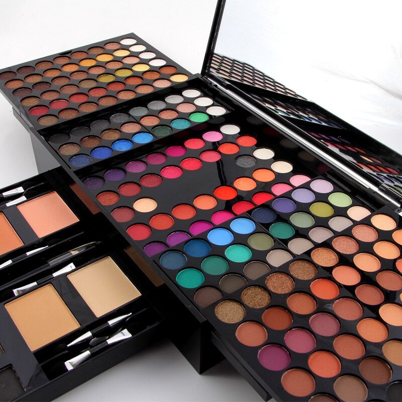 Pro Makeup Palette 180 Vibrant Eyeshadow & Blush Colors in Travel Box
