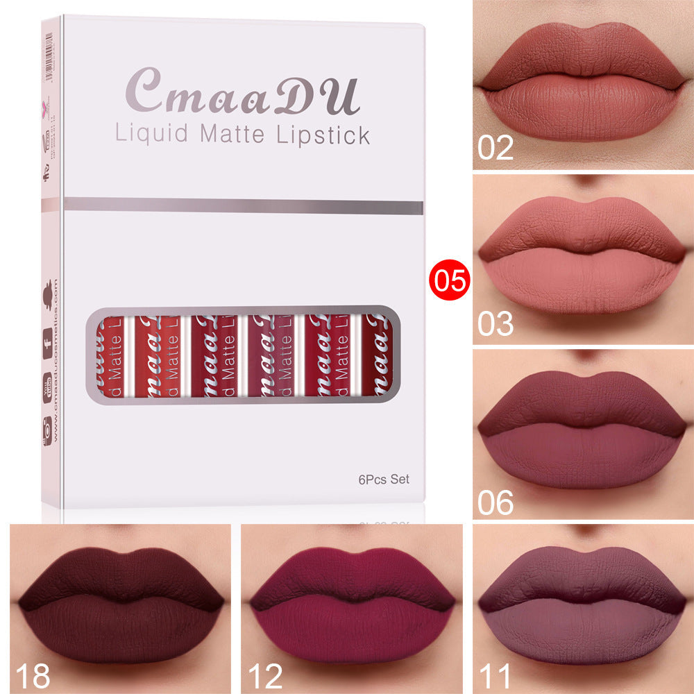 Matte Lipstick Set of 6 Pc's is Waterproof, Transfer-Proof & Vibrant Long-Lasting Shades