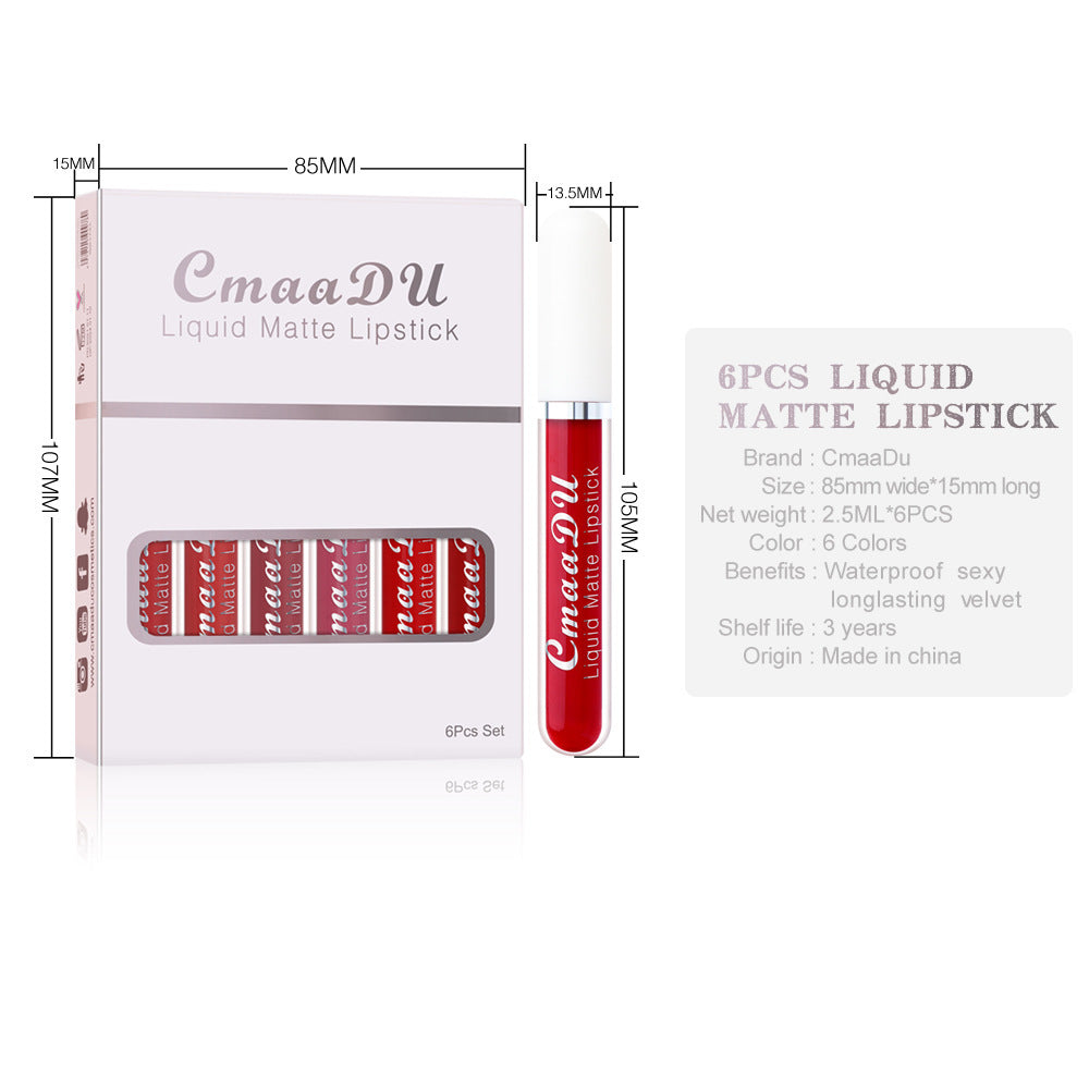 Matte Lipstick Set of 6 Pc's is Waterproof, Transfer-Proof & Vibrant Long-Lasting Shades