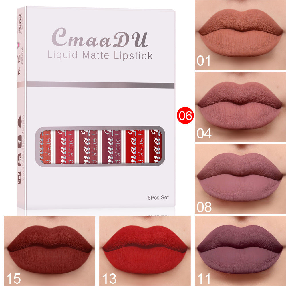 Matte Lipstick Set of 6 Pc's is Waterproof, Transfer-Proof & Vibrant Long-Lasting Shades