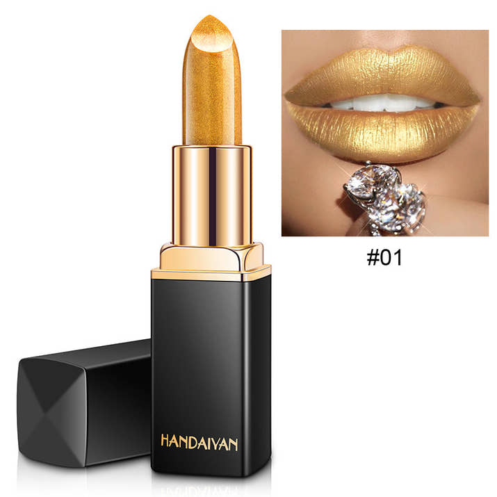 Shiny Metallic Color Changing Lipstick is Pearlescent & Temperature Reactive Gilt Glow
