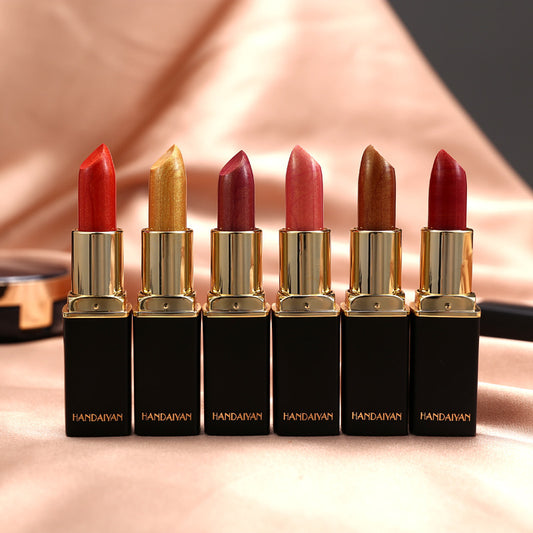 Shiny Metallic Color Changing Lipstick is Pearlescent & Temperature Reactive Gilt Glow